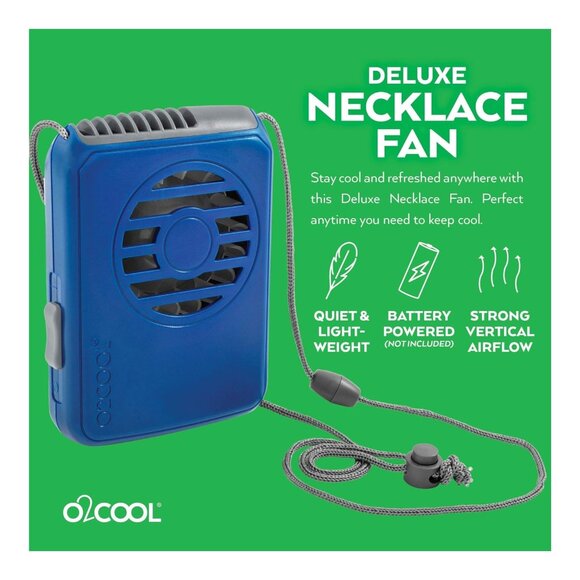 O2COOL Deluxe 3-Pack Personal Necklace Fans, Battery-Powered, Hands-Free Cooling - Picture 2 of 6